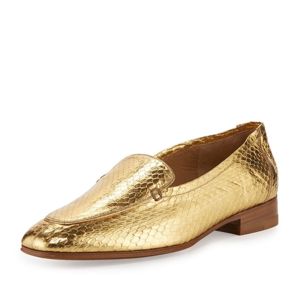 The Row Adam Watersnake Loafer Gold